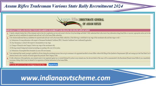 Assam Rifles Tradesman Various State Rally Recruitment 2024