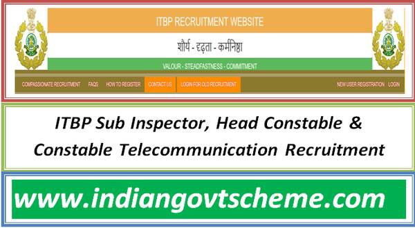 ITBP Sub Inspector, Head Constable & Constable Telecommunication Recruitment 2024