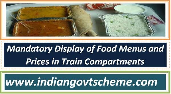 mandatory display of food menus and prices in train compartments