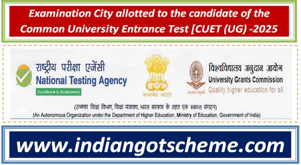 Examination City allotted to the candidate of the Common University Entrance Test [CUET (UG) -2025