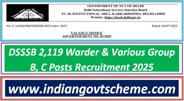 dsssb_2119_warder_&_various_group_b_c_posts_recruitment_2025
