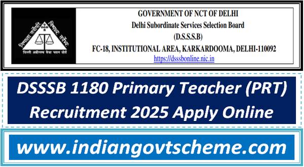 DSSSB 1180 Primary Teacher (PRT) Recruitment 2025 Apply Online 1 dsssb_1180_primary_teacher_prt_recruitment_2025_apply_online