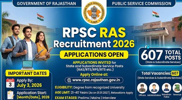 RPSC RAS Recruitment 2026, Applications Open for 607 State and Subordinate Service Posts, Apply by July 3 18 rpsc_ras_recruitment_2026_applications_open_for_607_state_and_subordinate_service_posts_apply_by_july_3