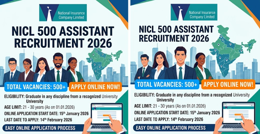 National Insurance NICL 500 Assistant Recruitment 2026 Apply Online 1 National Insurance NICL 500 Assistant Recruitment 2026 Apply Online