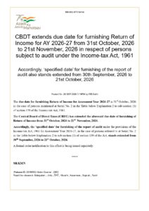 CBDT Extends Due Date for Filing Income Tax Return for AY 2026-27 2 CBDT Extends Due Date for Filing Income Tax Return for AY 2026-27
