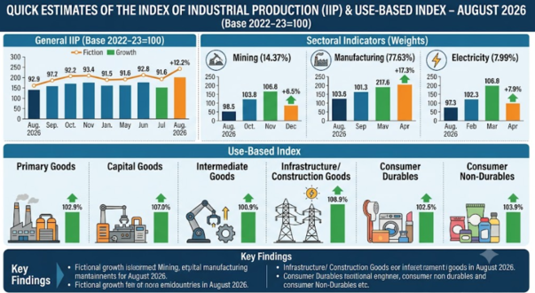 Quick Estimates of the Index of Industrial Production and Use-Based Index – August 2026 (Base 2022–23=100)