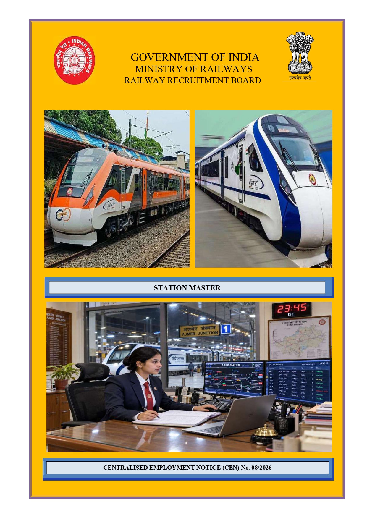 Railway RRB Station Master Recruitment 2026 for 1215 posts